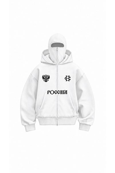 HAI COLLECTİON Unisex Ninja Fermuarlı Baskılı Oversize 3 İplik Kapüşonlu Swea...