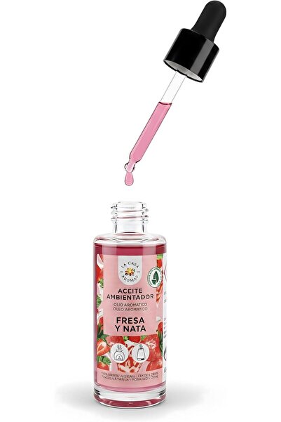 La Casa De Los Aromas Aromas Strawberry & Cream Essential Oil Air Freshener 48 ml | Sweet & Creamy Strawberry Aroma Diffuser Oil | Long-Lasting Home Fragrance | Pipette Included | Instant Odour Remover