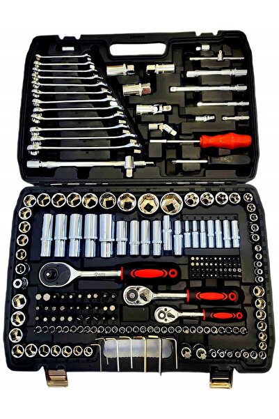 AMD TOOLS Set de 216 piese: chei tubulare, chei plate și set de unelte cu cap...