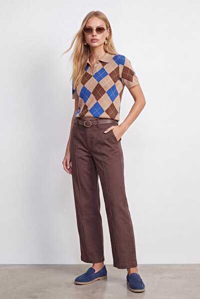 VAGGON Pants with belted bias detail