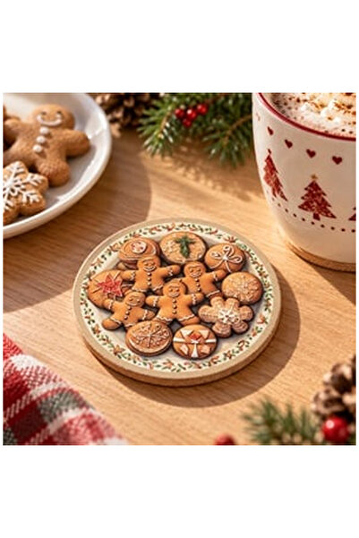 OEM Wooden gingerbread man christmas cup stand ø10cm