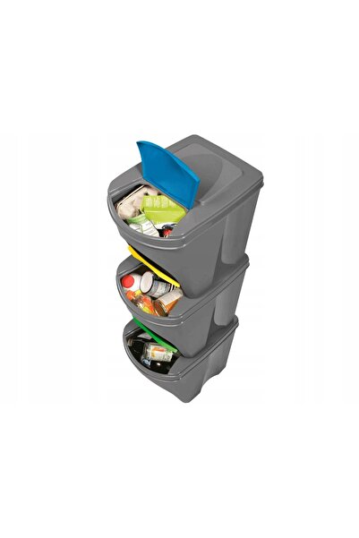 Prosperplast Coșuri pentru sortarea gunoiului 3x25L gri