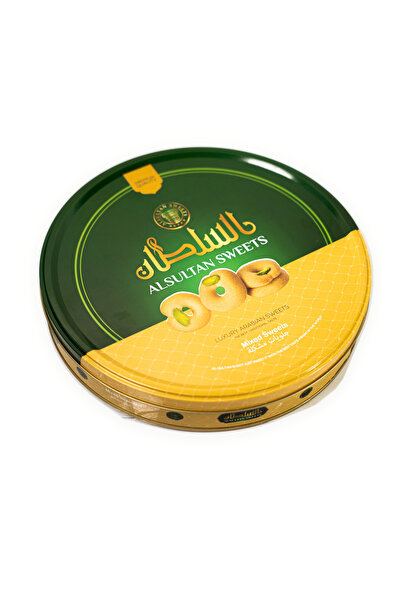 AL SULTAN Sweets Ghraybeh 300 g Metal Gift Tin - Traditional Arabic Shortbread Cookies, Melt-in-the-Mouth Buttery Biscuits - Middle Eastern Sweets for Eid, Ramadan & Arabic Coffee