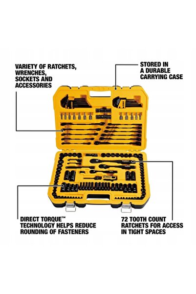 Dewalt Set de chei tubulare 184 piese 1/4 ", 3/8 ", 1/2 "
