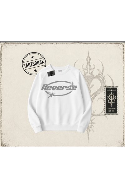 Tarzsokak Unisex reverzna oversize majica sa okruglim izrezom, bela