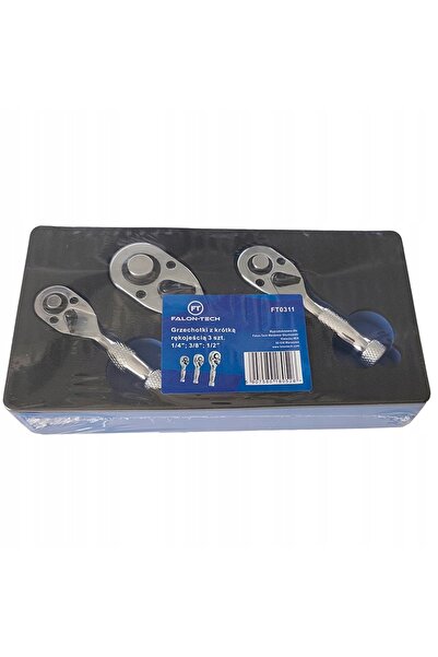 Falon Tech SET DE MINI-CHEI CU CLICHET CU MÂNER SCURT, 3 buc. 1/4 3/8 1/2