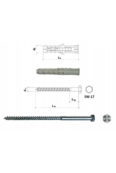 Klimas Wkret-Met Șuruburi de expansiune cu șurub KLIMAS 14x180mm cap hexagona...