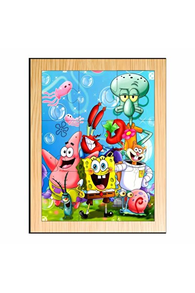 OEM Puzzle din lemn, SpongeBob, 9 piese, Multicolor, 15×12 cm, PDUV058