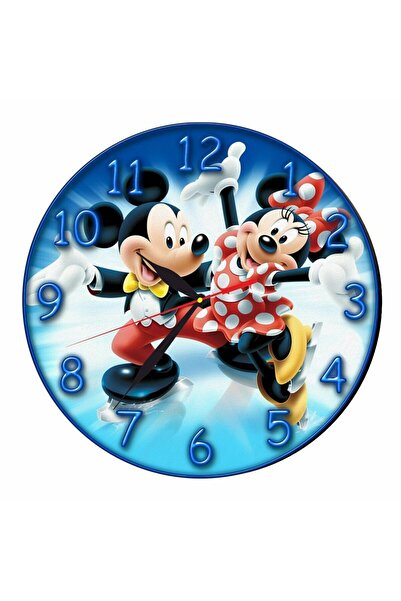 OEM Ceas Disney, Mickey Mouse, Minnie Mouse, Lemn, 30 cm, CSDUV059