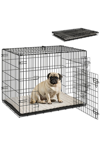 Generic Brand Cușcă pliabilă pentru câini mici, 75 x 48.5 x 53 cm, neagră