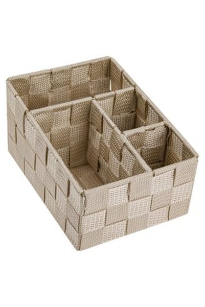 OEM Beige Woven Storage Basket (4 Compartments) 14x19x10cm