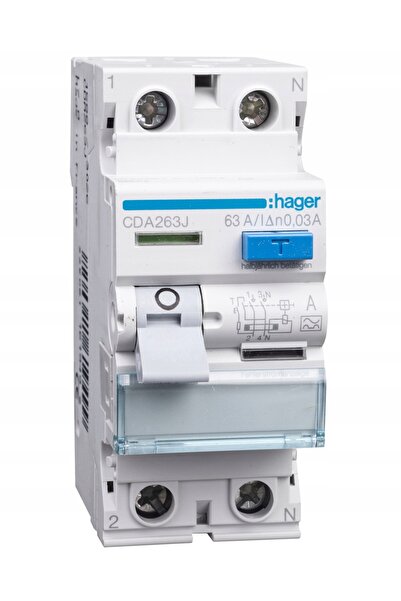 hager Disjunctor diferențial RCCB 1P+N 63A 30mA 6kA tip A CDA263J