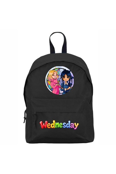 WEDNESDAY Rucsac școlar, negru, 38x28cm, rezistent, compartimentat