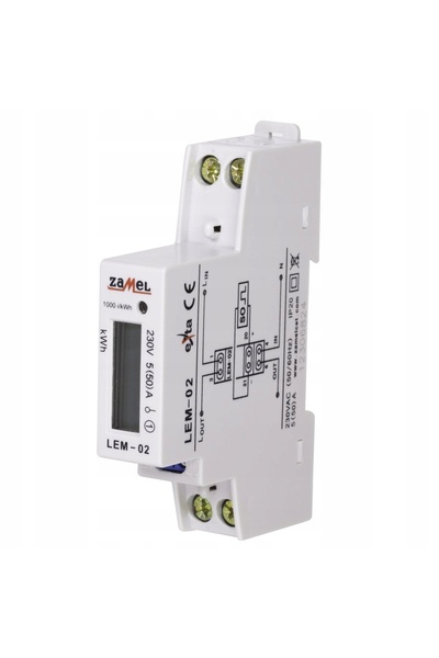 ZAMEL CONTOR DE ENERGIE MONOFAZAT 50A 230V AC FĂRĂ MID LEM-02 EXT10000033