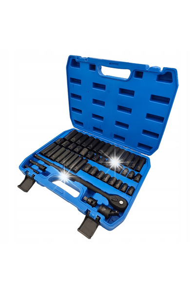 Falon Tech Set de chei tubulare de impact de 3/8 inch cu prelungitor și clich...