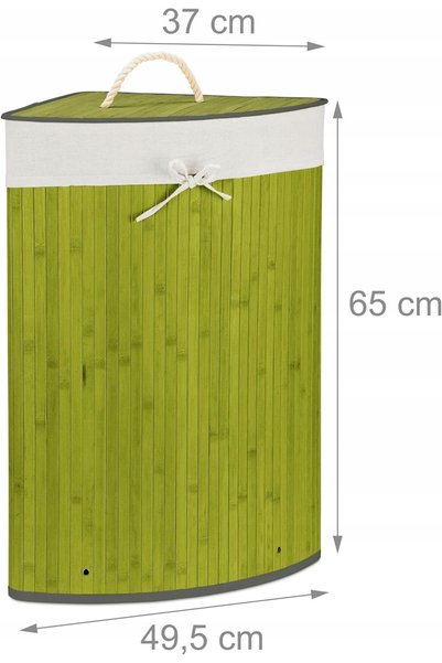 Relaxday COSCINERIA 60L RELAXDAYS COș de rufe pliabil din bambus, de colț, verde