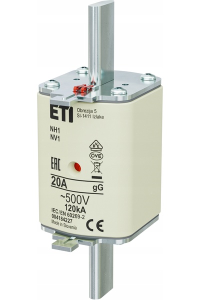 ETI Polam Siguranță lentă NH tip inserție KOMBI NH1 gG 20A 500V 004184227 ETI