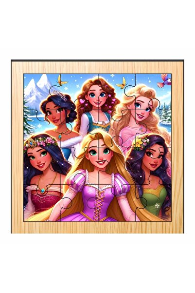 OEM Puzzle din lemn, Prințese, 16 piese, Multicolor, 17x17 cm, PDUV010