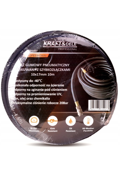 Kraft&dele Furtun pneumatic de aer de 20m, 10x17mm, 20 BAR, conductă pentru c...