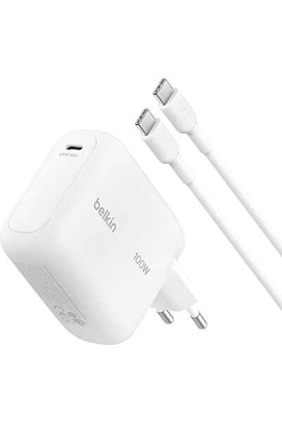 Belkin BoostCharge USB-C Fiş Tipi Şarj Cihazı 100 W, GaN Kompakt ve Katlanabi...