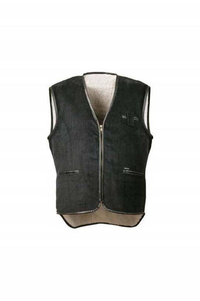 NO BRAND Vestă din catifea reiată, căptușită cu blană, maro, mărimea L CRAFTLAND
