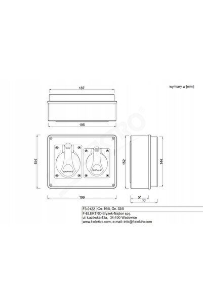 F-ELEKTRO CONSTRUCTION DISTRIBUTOR R-190 16/5 32/5 IP44 F3.0122