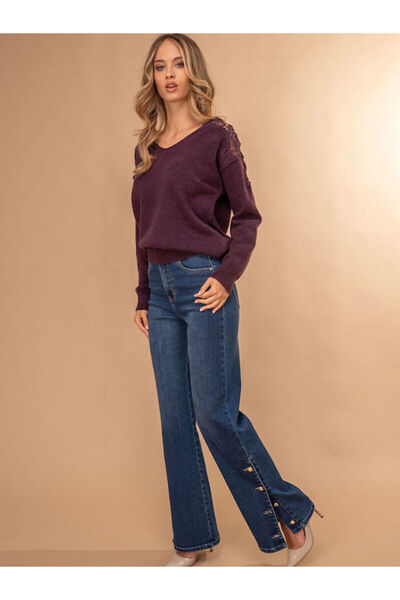 HERMOSA Pantaloni de damă Amelie cu talie înaltă și croială dreaptă 3608696920736