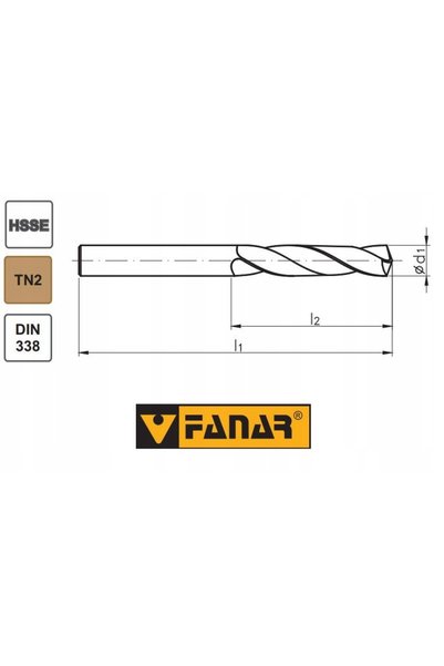 FANAR Burghiu cobalt pentru metal 11,5mm INOX TiN