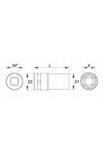 yato Cheie tubulară lungă de impact 3/4 " 24mm YT-1124