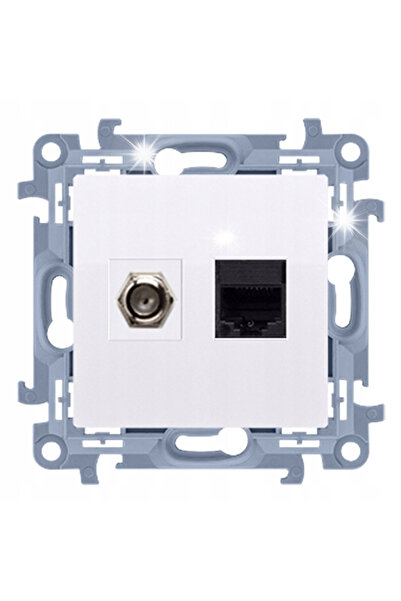 Kontakt-Simon SIMON 10 Priză antenă tip F + RJ45 Cat.5E CASFRJ455.01/11 Alb