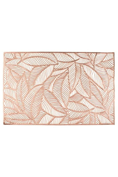 OEM Rectangular Plate Holder with Perforated Rose Gold Leaf Pattern 45x30cm