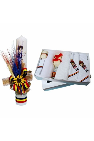 OEM Set tradițional de lumânări și rochie de botez, băiat, complet, 8 piese, ...