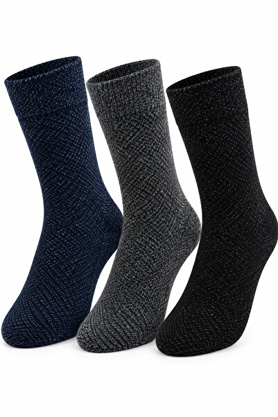 westicgiyim Men's Lambswool Wool Socks 3-Piece Winter Seamless Warm Socks 40-44