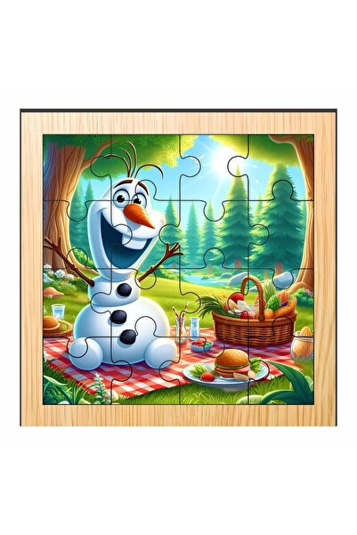 OEM Puzzle din lemn, Olaf, 16 piese, Multicolor, 17×17 cm, PDUV045