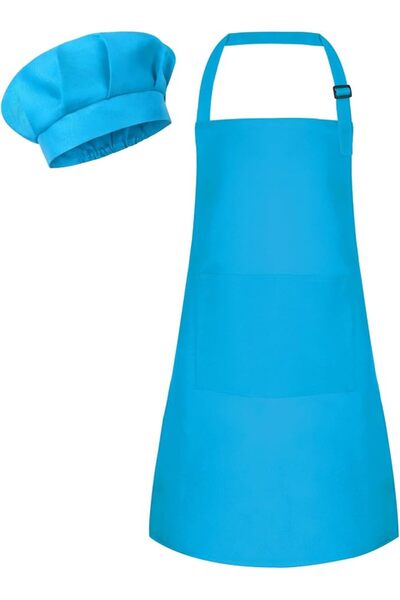 ASKIND Kids Apron and Chef Hat Set Children Apron Adjustable with 2 Pockets C...