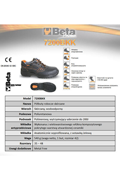Beta Pantofi de lucru impermeabili 7200BKK mărimea 38