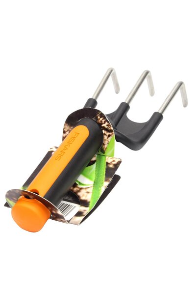 FiSKARS Cultivator premium, săpăligă manuală mică, greble de grădină pentru sol
