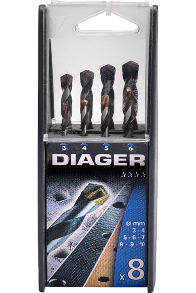 DIAGER Set de 8 burghie universale pentru lemn, metal, beton