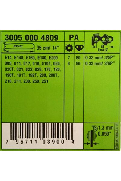 STIHL Lanț de drujbă 50 3/8 1.3mm FULL TINE STIHLA