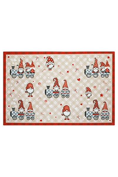 OEM Suport din PVC Farfurii de Craciun Bej Rosu Mos Craciun Gnome Trenulete 4...