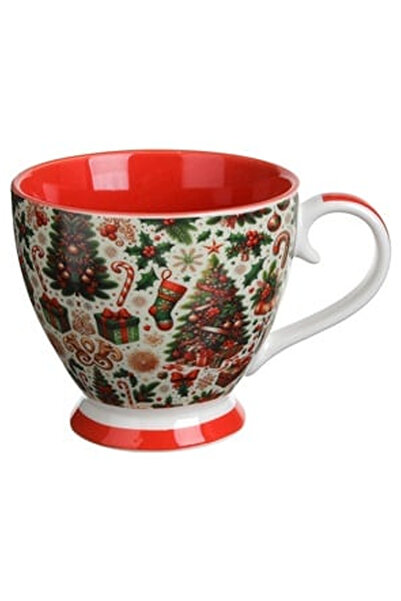 OEM New Bone White Rose Mug with Christmas Ornaments & Foot 420ml