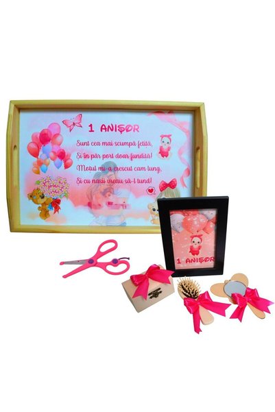 OEM Set de mot, fetiță, 6 piese, lemn, roz, 20x30cm, SMD117