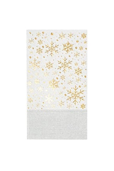 OEM Servetele de Masa de Craciun Gri cu Fulgi Aurii din Folie 33x40cm - 16buc