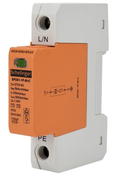 Bemko A51-SPD01-1P-B+C 1P 5kA clasa T1+T2 (B+C) dispozitiv de protecție la su...