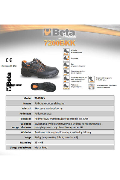 Beta Pantofi de lucru impermeabili 7200BKK mărimea 36