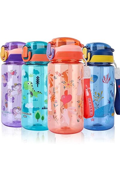 Generic Kids Water Bottle With Straw, 600ml Drinks for School, Leakproof Chil...