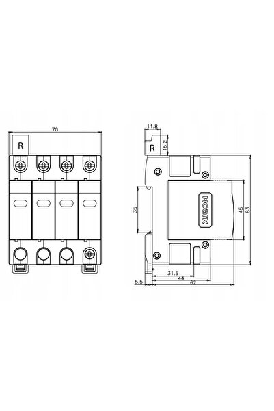 NOARK 103357 Descărcător de supratensiune 4P T2 20KA 1.4kV 275V EX9UE2 20