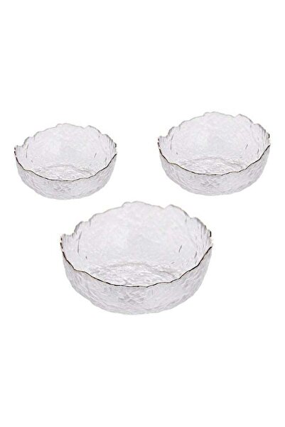 Generic 3 Pcs Glass Salad Bowls Set,Clear Glass Serving Bowls Set,Irregular S...