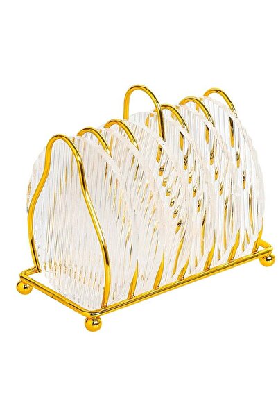 Generic A Set Of 6 Glass Dessert Plates With A Metal Stand, The Plate ClearnR...