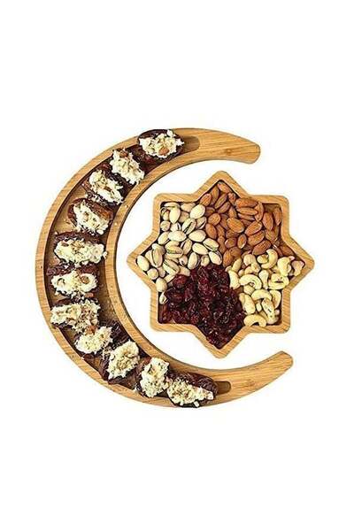 Generic Bamboo star and moon combination dried fruit plate fruit plate dinner...
